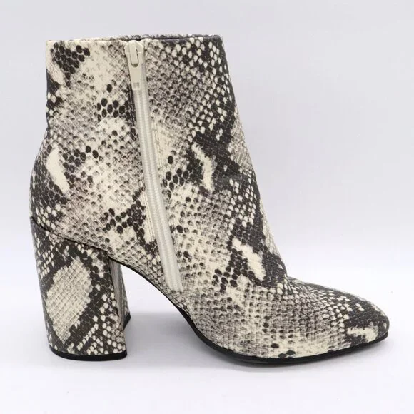 Steve Madden Snakeskin Print Ankle Booties Block Heel Side Zip Womens Sz 7.5 - Picture 7 of 10